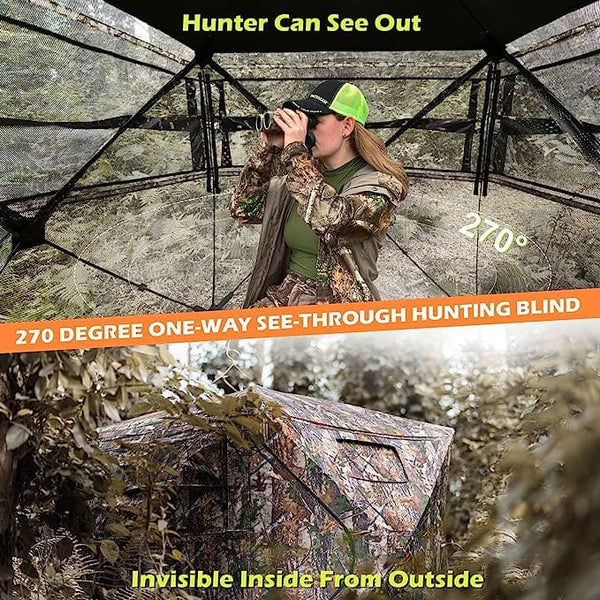 Hunting / Photography Blind / Hide 270 Degree - One-Way Visibility with Silent Openings