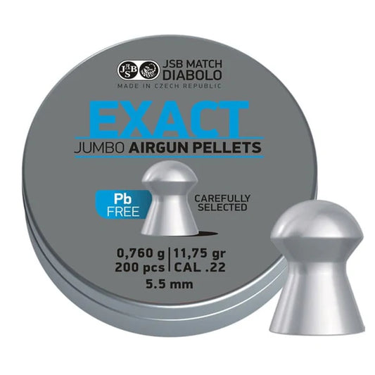 JSB Diabolo Jumbo Exact Lead-Free 5.52mm .22 Cal 11.75 Grain Airgun Pellets, 200 pc