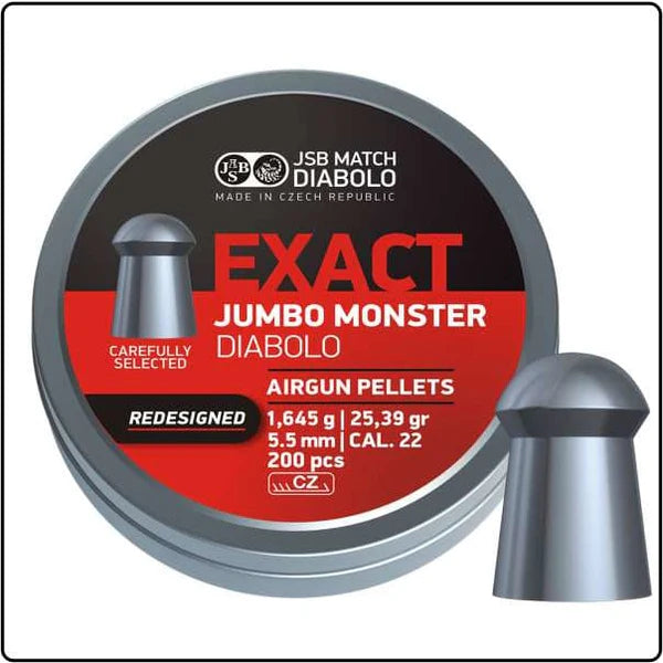 JSB Diabolo Jumbo Exact Redesign Monster .22 200 per Tin, 25.39 Grain SKU:P-JSB/DJEM.22